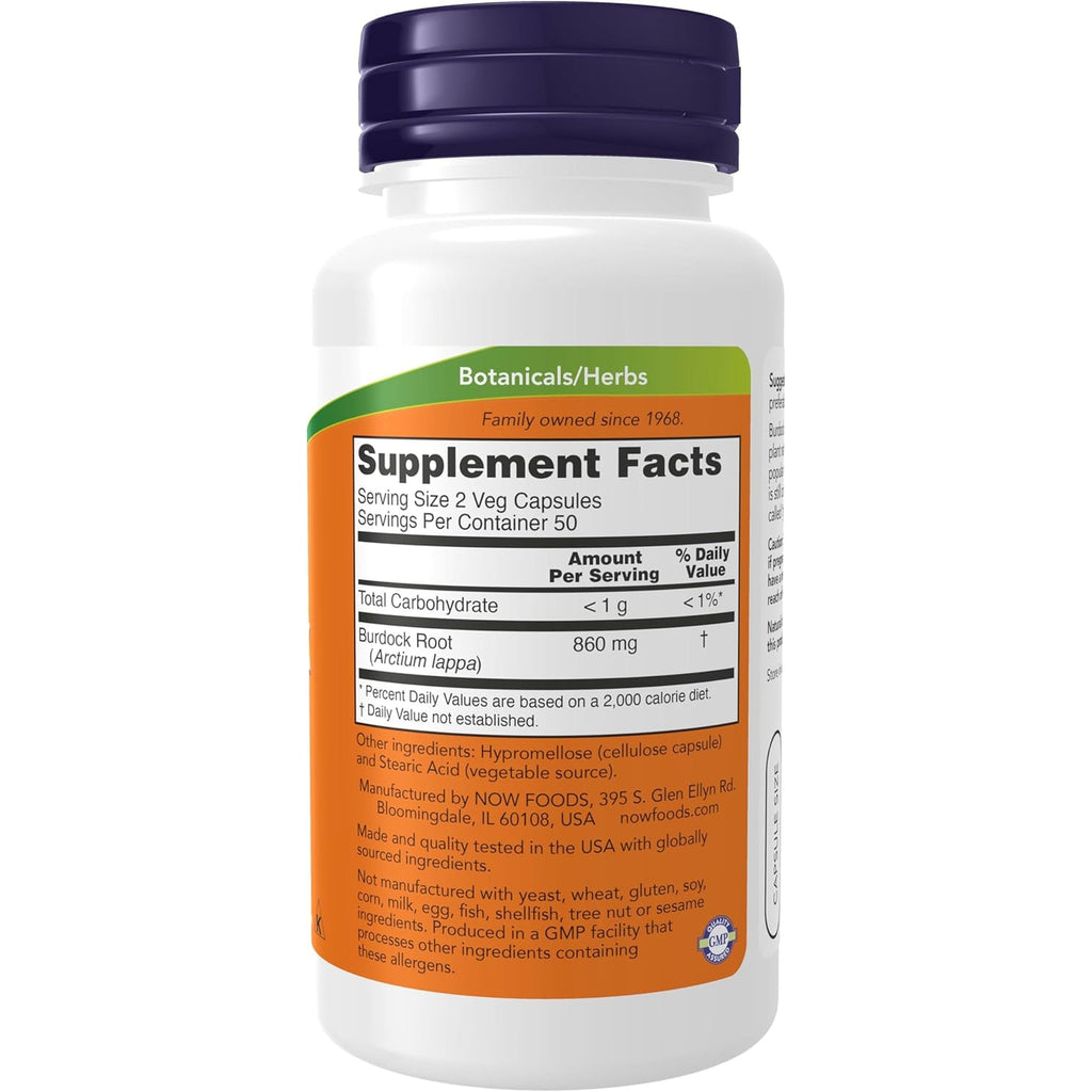 NOW Supplements, Burdock Root (Arctium Lappa) 430 Mg, Herbal Supplement, 100 Veg Capsules