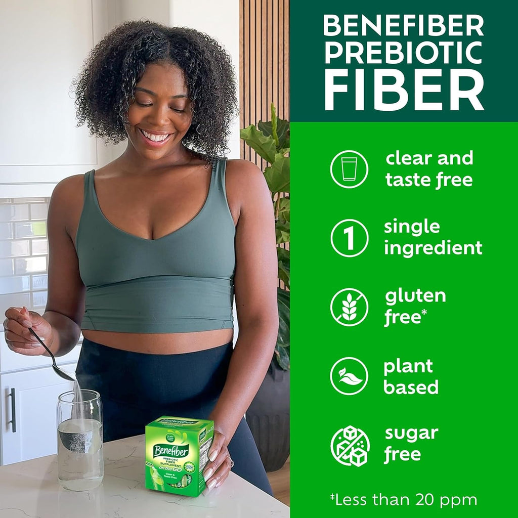 Benefiber on the Go Prebiotic Fiber Supplement Powder for Digestive Health, Daily Fiber, Unflavored - 28 Sticks (3.92 Ounces)