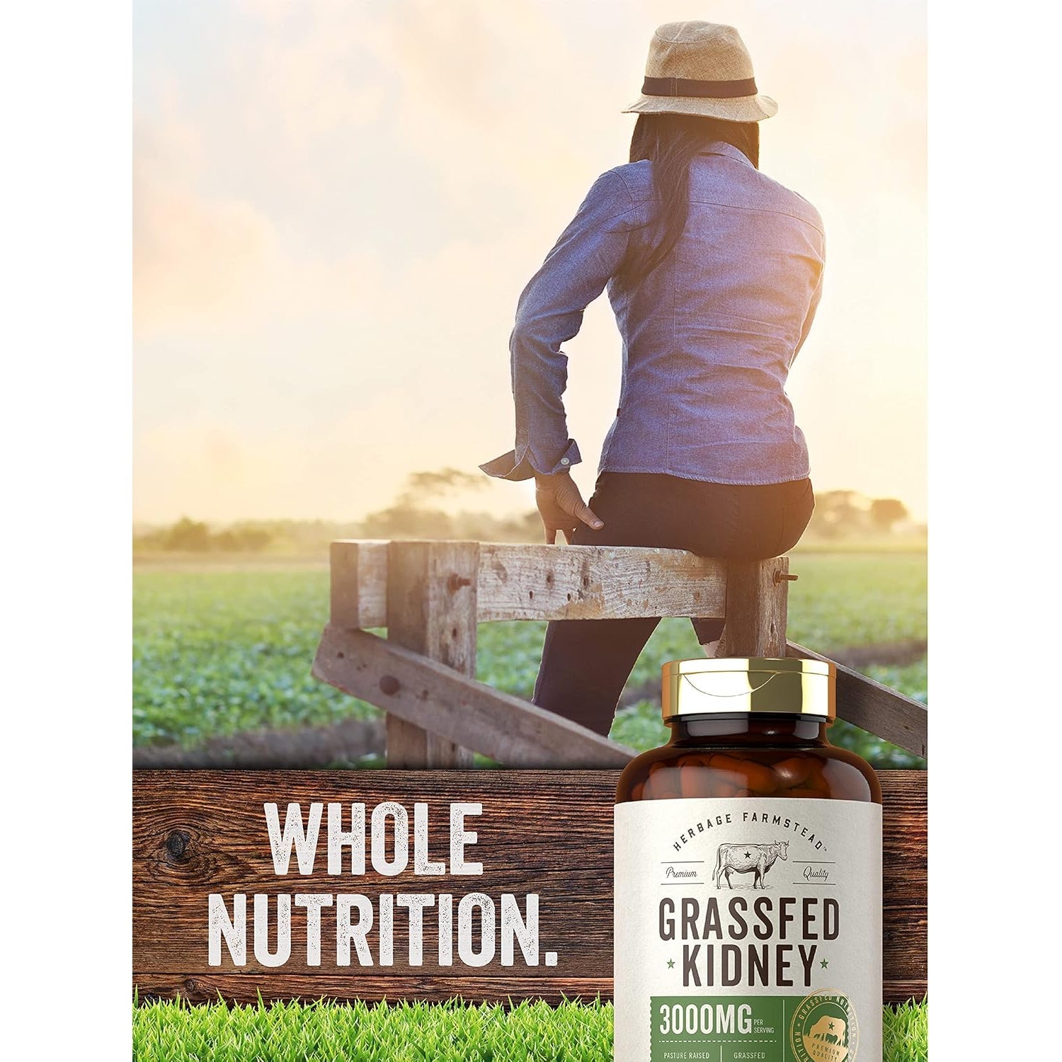 Carlyle Grass Fed Beef Kidney Supplement | 200 Capsules | 3000Mg | Pasture Raised Desiccated Bovine Supplement | Hormone and Pesticide Free | Non-Gmo, Gluten Free | by Herbage Farmstead