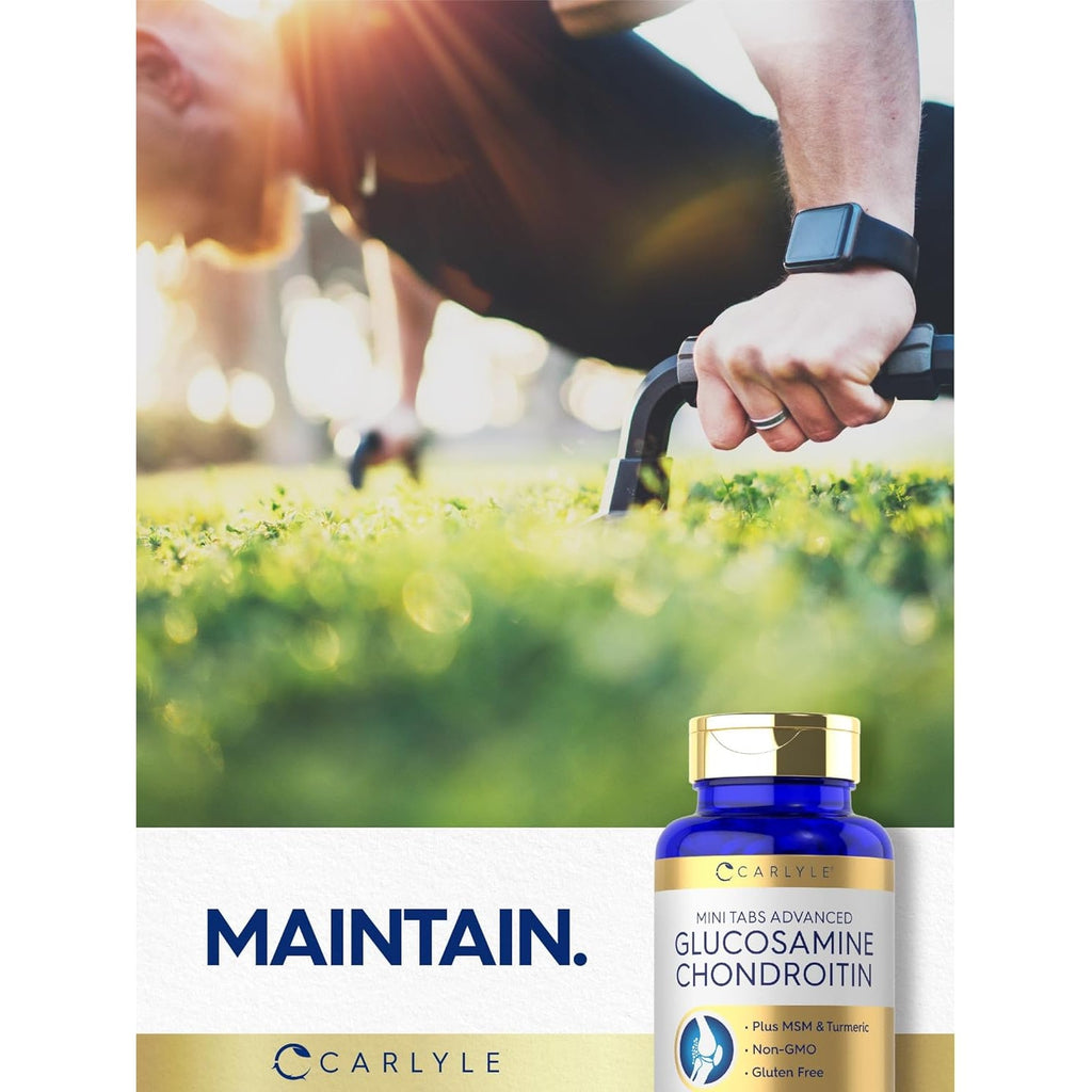 Carlyle Glucosamine Chondroitin MSM | 250 Mini Tablets | Advanced Formula with Turmeric | Non-Gmo, Gluten Free