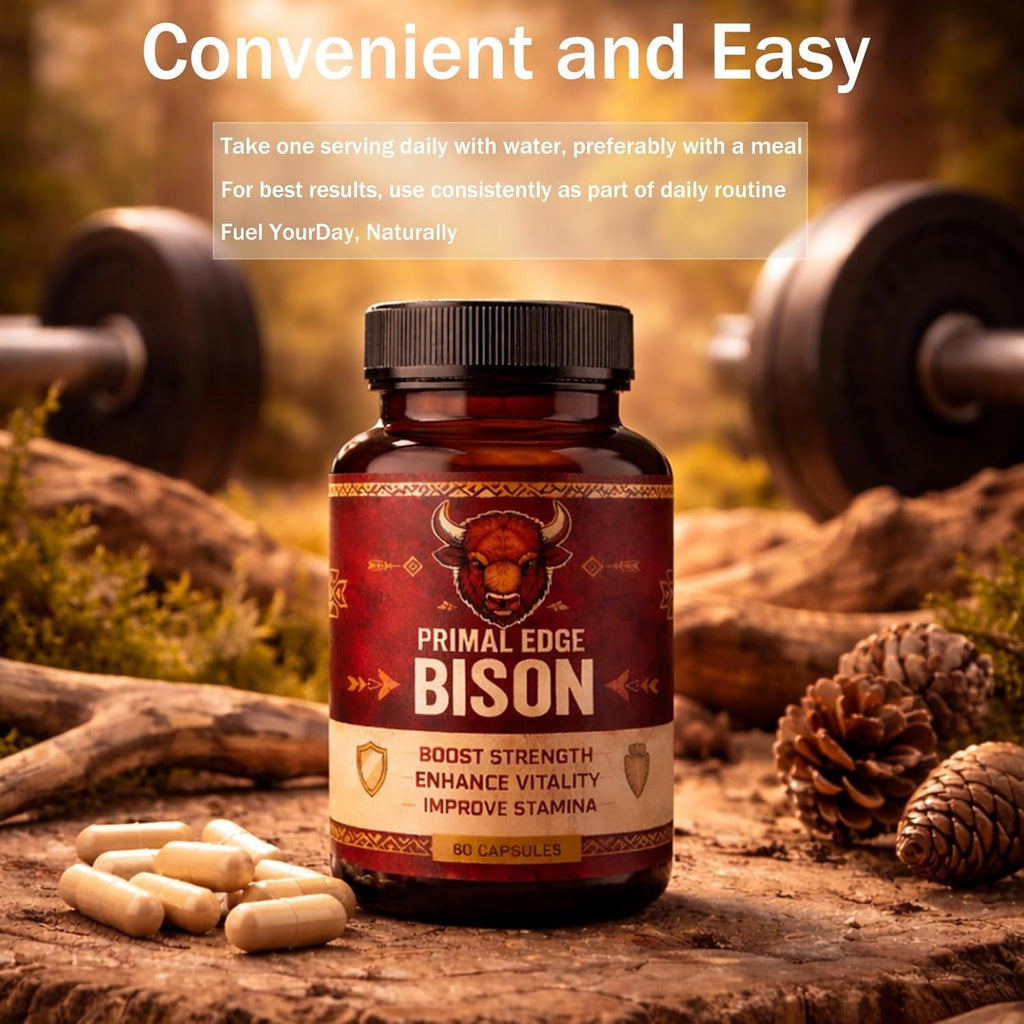 Primal Edge Bison, Primal American Bison Extract Capsules – 60 Capsules