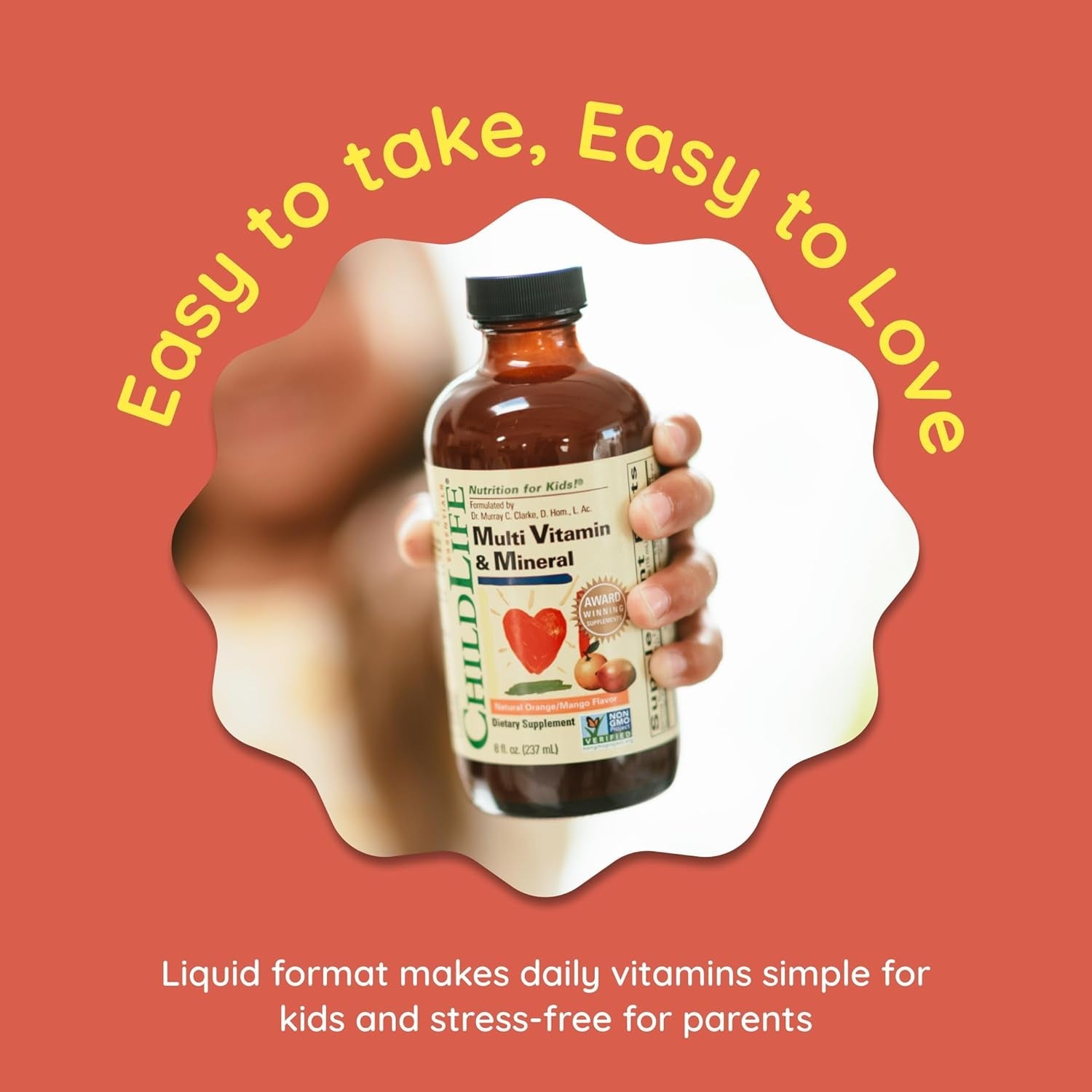 CHILDLIFE ESSENTIALS Kids Multivitamin & Mineral - Vitamins for Kids, Liquid Multivitamin Supplement for Toddler & Baby Wellness - Natural Orange & Mango Flavor, 8 Fl Oz (Pack of 1)