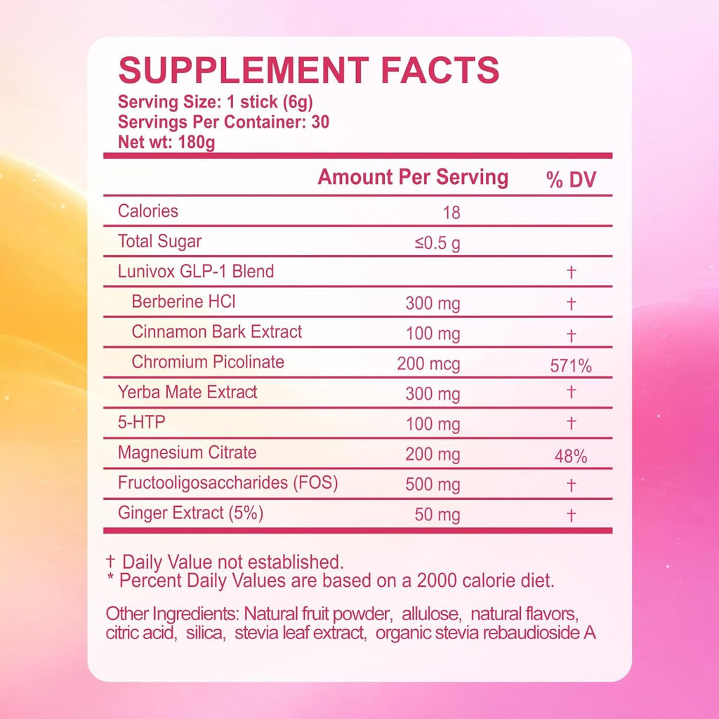 Cutting Drink Mix – GLP-1 Drink Mix – Support Dual Action Craving & Metabolism | Berberine, Cinnamon, Chromium, 5-HTP, Yerba Mate & Magnesium | Promotes Gut Health | Strawberry Flavor – 30 Sticks