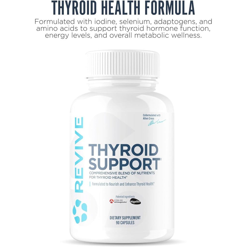 Revive MD Thyroid Support Supplement for Men & Women - Comprehensive Blend of Nutritents Supports Healthy Thyroid Function with Essential Vitamin, Minerals & Herbs (90 Capsules, 30 Servings)