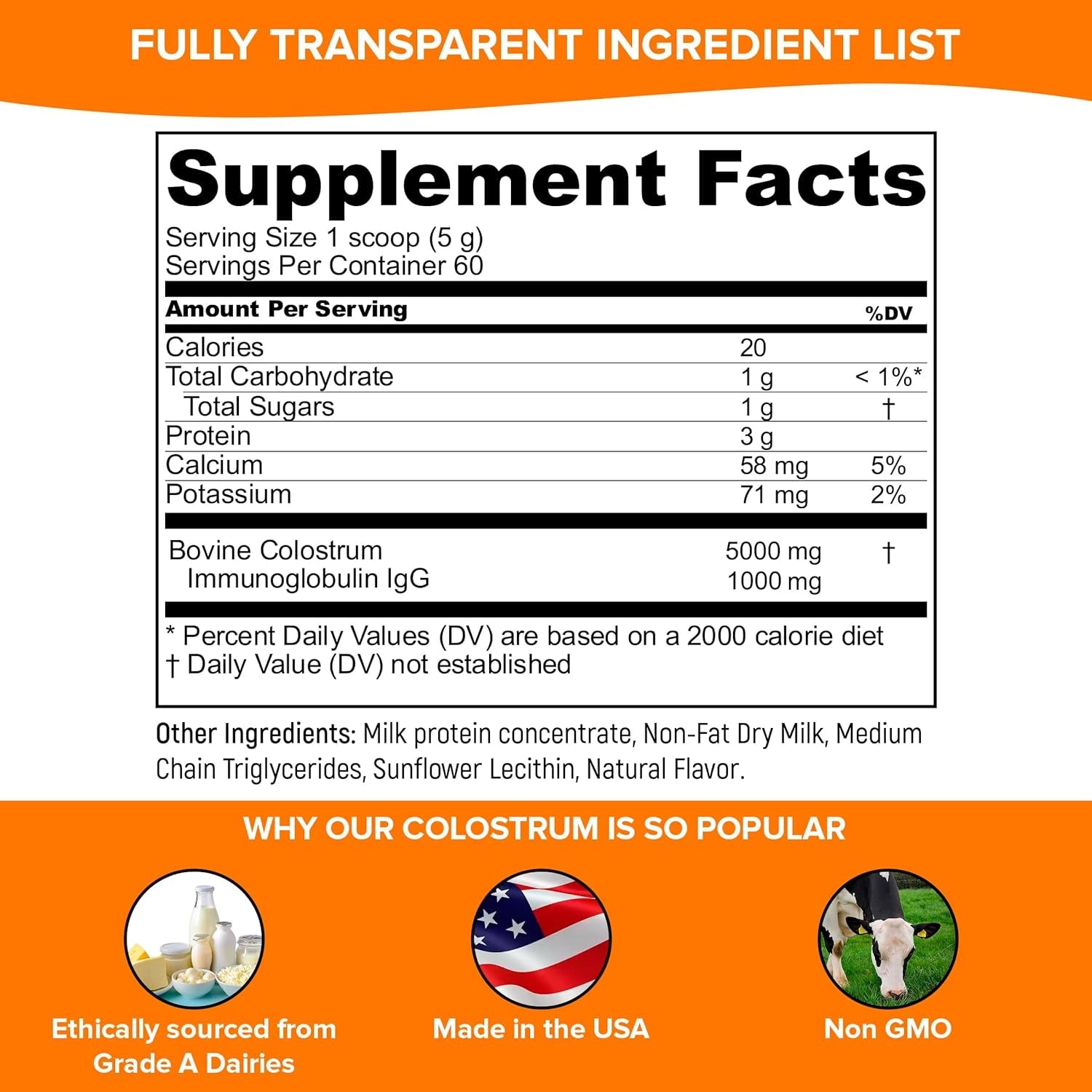 Pure Velvet Colostrum Powder for Gut Health, Bloating, Hair Growth, Immune Support, Bovine Cow Sourced Colostrum Protein, Lactoferrin Supplement, Contains Dairy with Immunoglobulins (Igg) (10 Ounce)