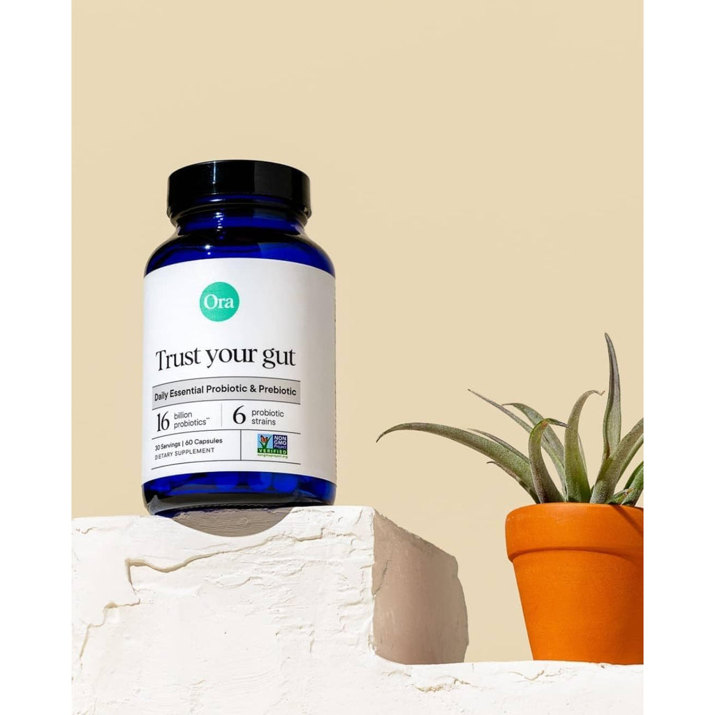 Ora Organic Probiotics with Prebiotics for Digestive Health 16 Billion CFU - Trust Your Gut - Strains - Acidophilus Lactobacillus Breve Bifidum Lactis