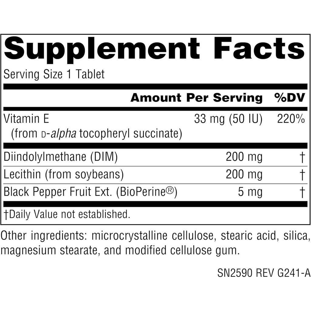 Source Naturals DIM, Diindolylmethane 200Mg with Bioperine, Vitamin E & More - 120 Tablets