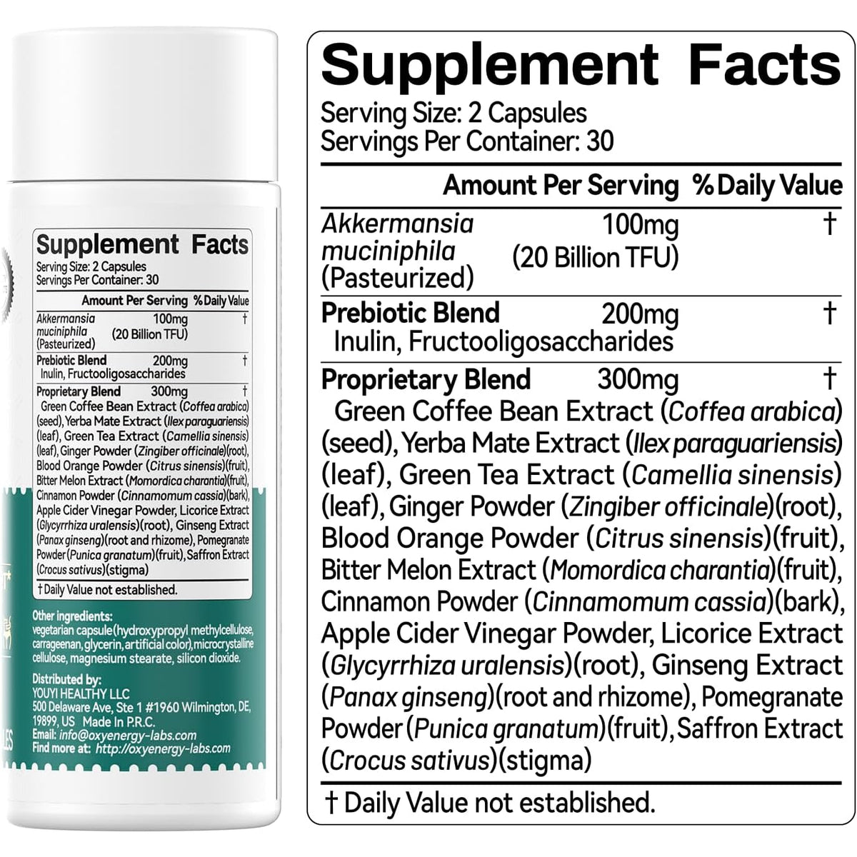Oxyenergy GLP-1 Supplement Weight Loss Pills for Women & Men, GLP-1 Appetite Suppressant with Akkermansia Probiotic, Metabolism & Gut Health Booster, Vegan, Gluten-Free, Non-Gmo, 60 Capsules