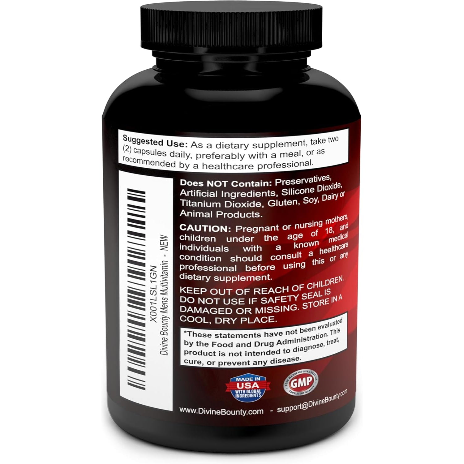 Mens Multivitamin – Daily Multivitamin for Men with Vitamin a C D E K B Complex, Calcium, Magnesium, Selenium, Zinc plus Heart, Brain, Immune, and Men'S Multivitamins – 90 Vegetarian Capsules