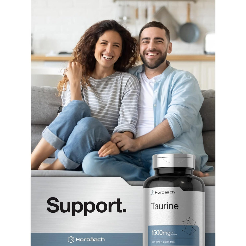 Horbäach Taurine 1500Mg | 180 Capsules | Amino Acid Supplement | Non-Gmo and Gluten Free