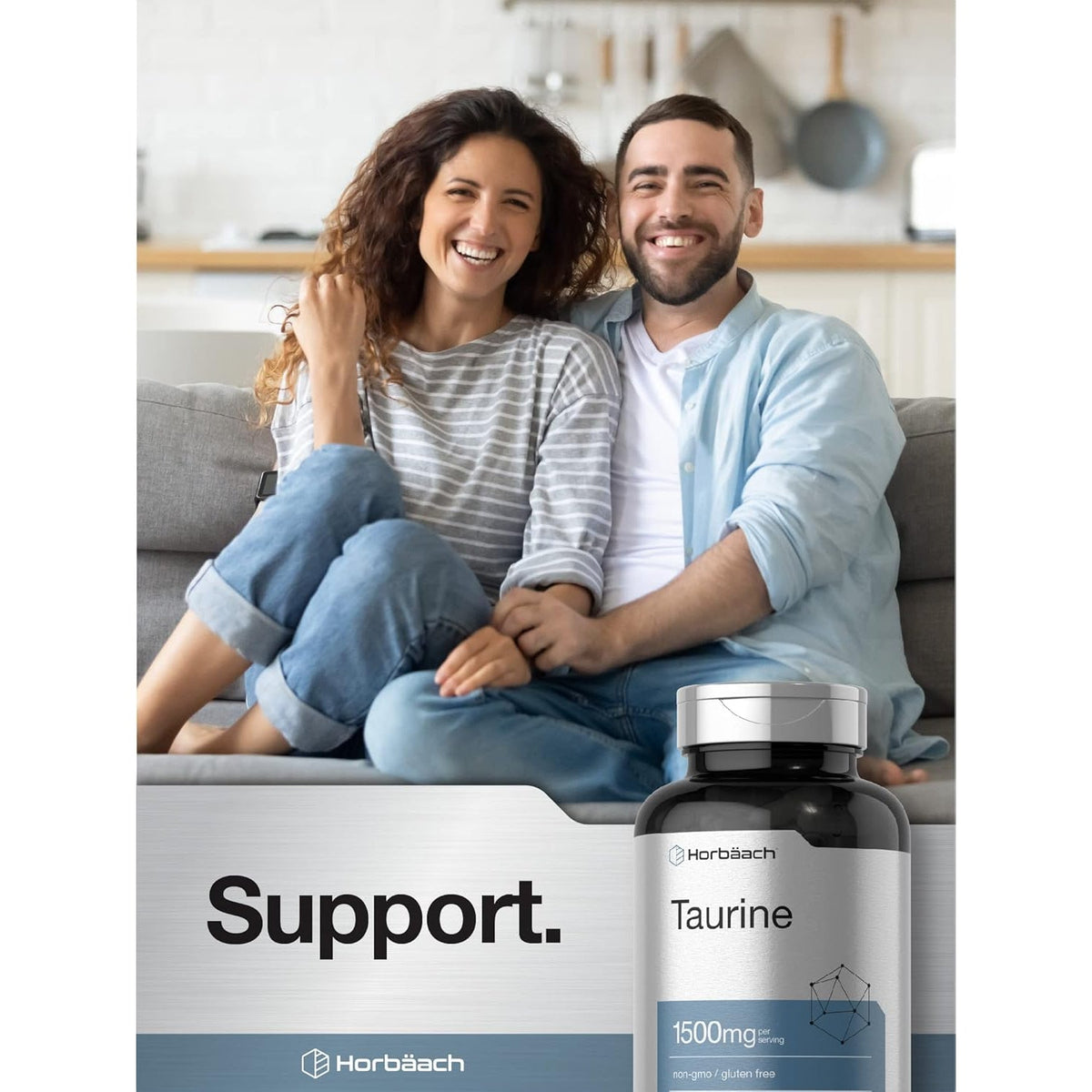 Horbäach Taurine 1500Mg | 180 Capsules | Amino Acid Supplement | Non-Gmo and Gluten Free