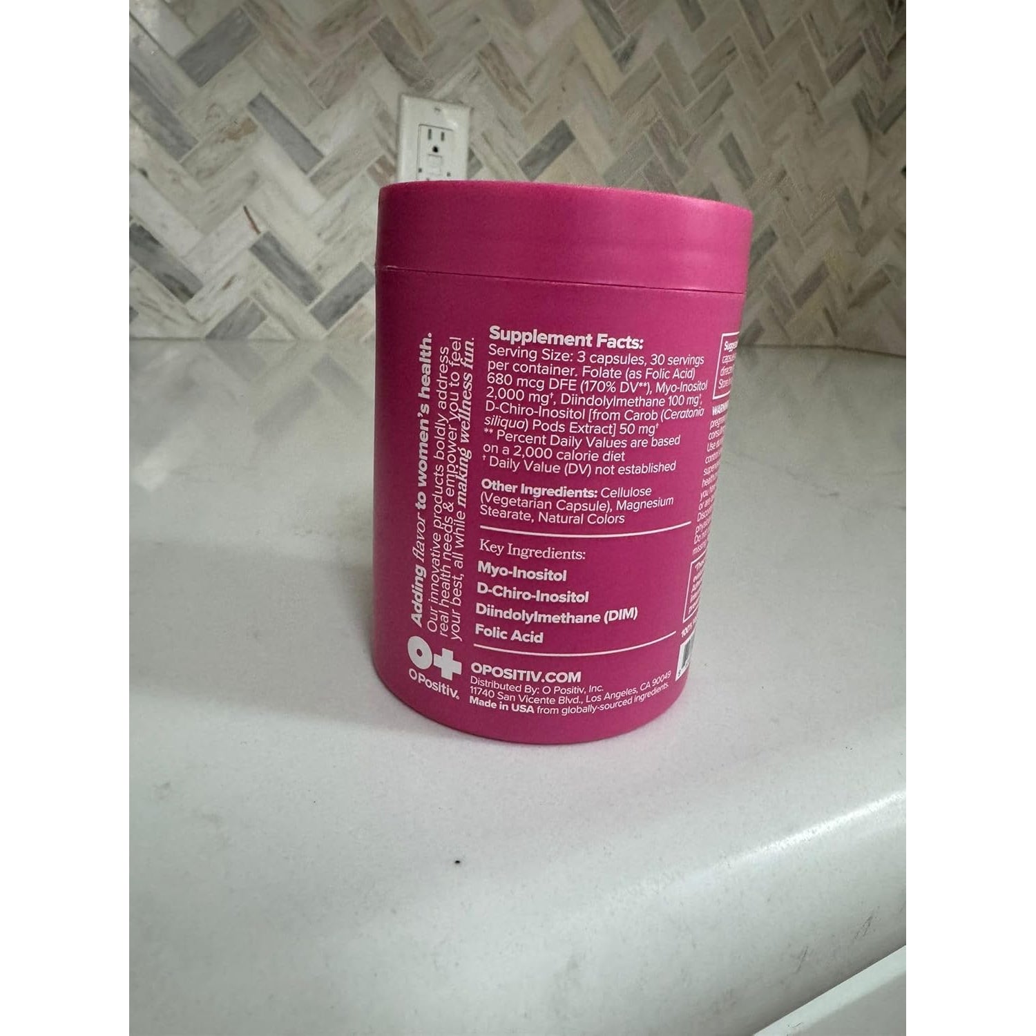 O Positiv FLO Ovarian Health Support - Hormone Balance for Women, Supplement with DIM, Myo & D-Chiro Inositol, Folic Acid - Supports Healthy Ovulation, Cycle Regularity - 30 Servings