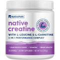Nativepath Creatine Monohydrate Powder with L-Leucine & L-Carnitine - Supports Muscle Health for Men & Women - 30 Servings
