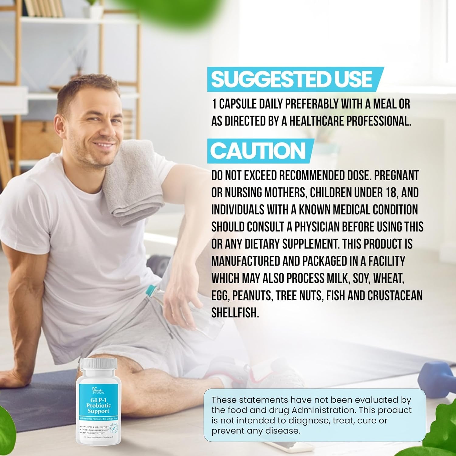 GLP-1 Probiotic Support Appetite Suppressant – Akkermansia Muciniphila & Bifidobacterium Infantis – Inulin Prebiotic Fiber – Gut Cleanse, Craving & Weight-Loss Support – 30 Caps