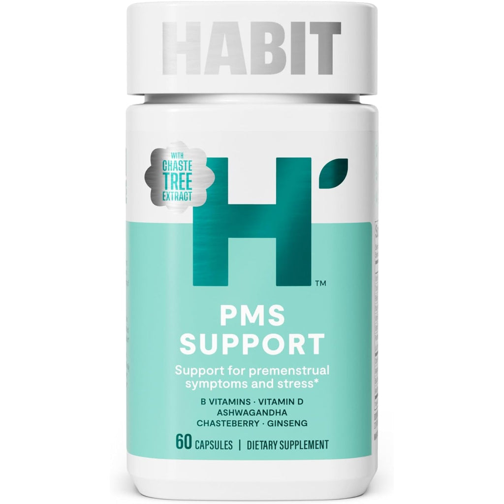 Habit PMS Support Supplement for Women (60 Capsules) - Supports Premenstrual Symptoms & Stress, Hormone Balance, Mood, B Vitamins, Vitamin D, Chasteberry, Ashwagandha, Gluten-Free, Non-Gmo (1 Pack)
