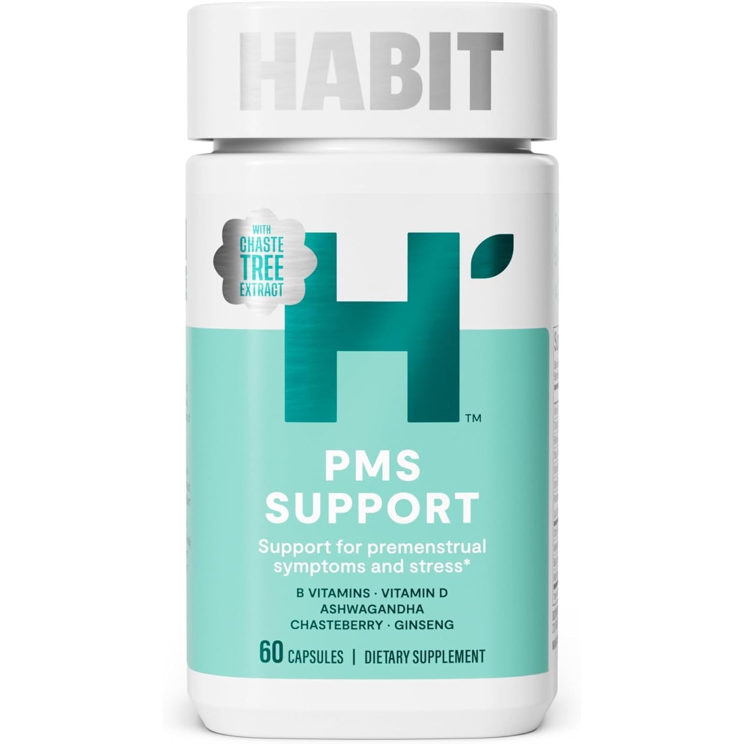 Habit PMS Support Supplement for Women (60 Capsules) - Supports Premenstrual Symptoms & Stress, Hormone Balance, Mood, B Vitamins, Vitamin D, Chasteberry, Ashwagandha, Gluten-Free, Non-Gmo (1 Pack)