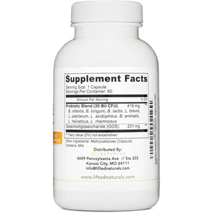 Lifted Naturals Mood Boosting Probiotic 30 Billion CFU - Mood Support Supplement, Prebiotics and Probiotics for Women & Men, Acidophilus Lactobacillus Probiotic, Shelf Stable & Non-Gmo, 60 Capsules