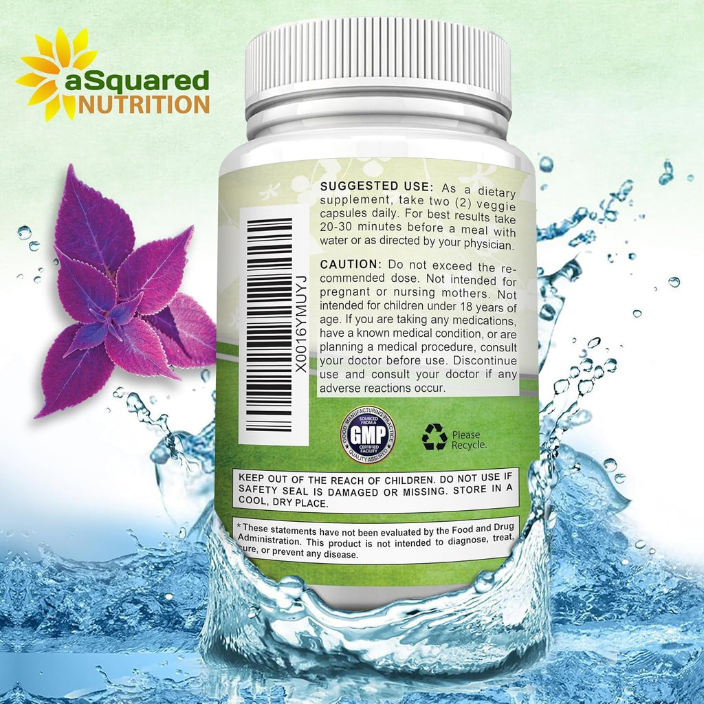 Asquared Nutrition Forskolin 500Mg per Serving Max Strength-180 Capsules, Supplement for Pure Weight Loss Fuel, Coleus Forskohlii Root - Forskolin Diet Pills, Belly Buster Fat Burner 2X Slim Trim Lose