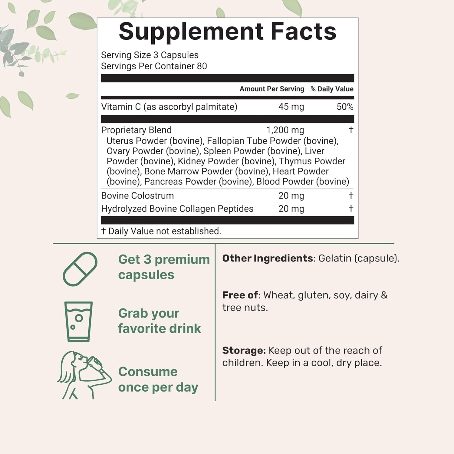 Micro Ingredients Grass‑Fed Beef Organ Supplement for Women – Bovine Beef Liver, Kidney, Heart & Uterus Tissue – 1,200 Mg Organ Blend plus Vitamin C, Colostrum & Collagen – 240 Capsules, No Fillers