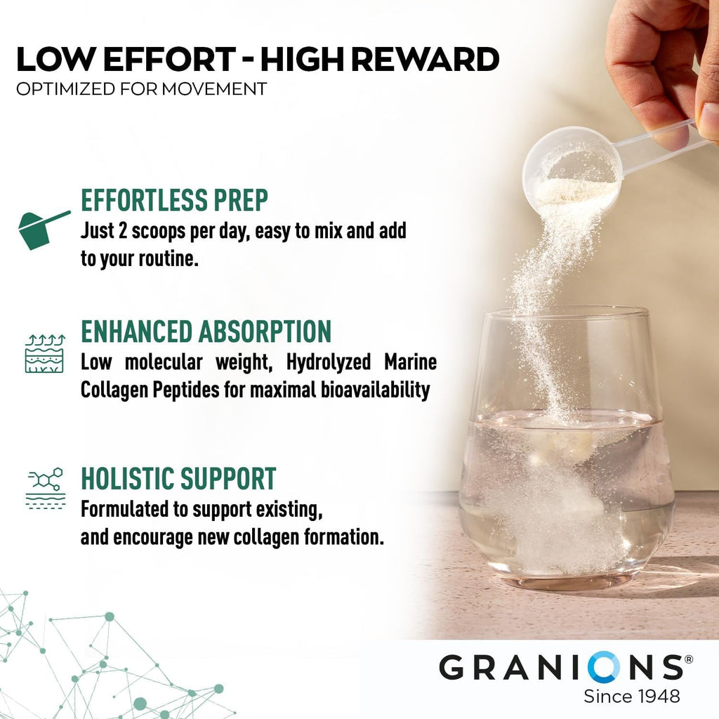 Granions Glucosamine Chondroitin MSM Powder 6,630Mg - Joint Supplements for Men and Women - Chondrosteo, Hydrolyzed Marine Collagen Peptides, Essential Vitamins Glucosamine Complex - Wild Berry 9.9Oz