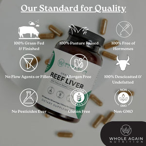 Grass Fed Beef Liver Capsules - 100% Pasture Raised - No Fillers or Flow Agents - 120 Count 3,000Mg Serving - 30-Day Supply - Iron and Energy - Grass Fed Desiccated Liver Supplement