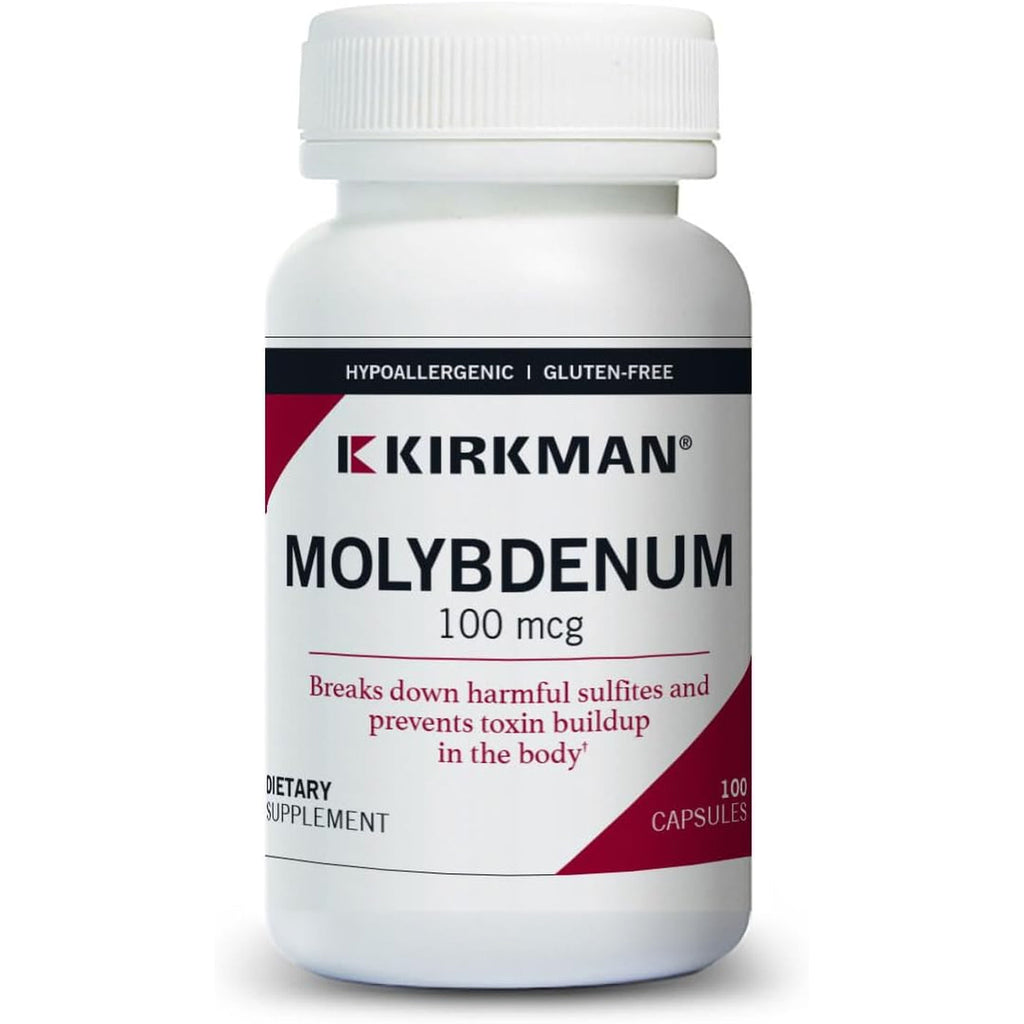 Kirkman - Molybdenum 100 Mcg - 100 Capsules - Essential Minerals - Breaks down Sulfites & Toxins - Hypoallergenic