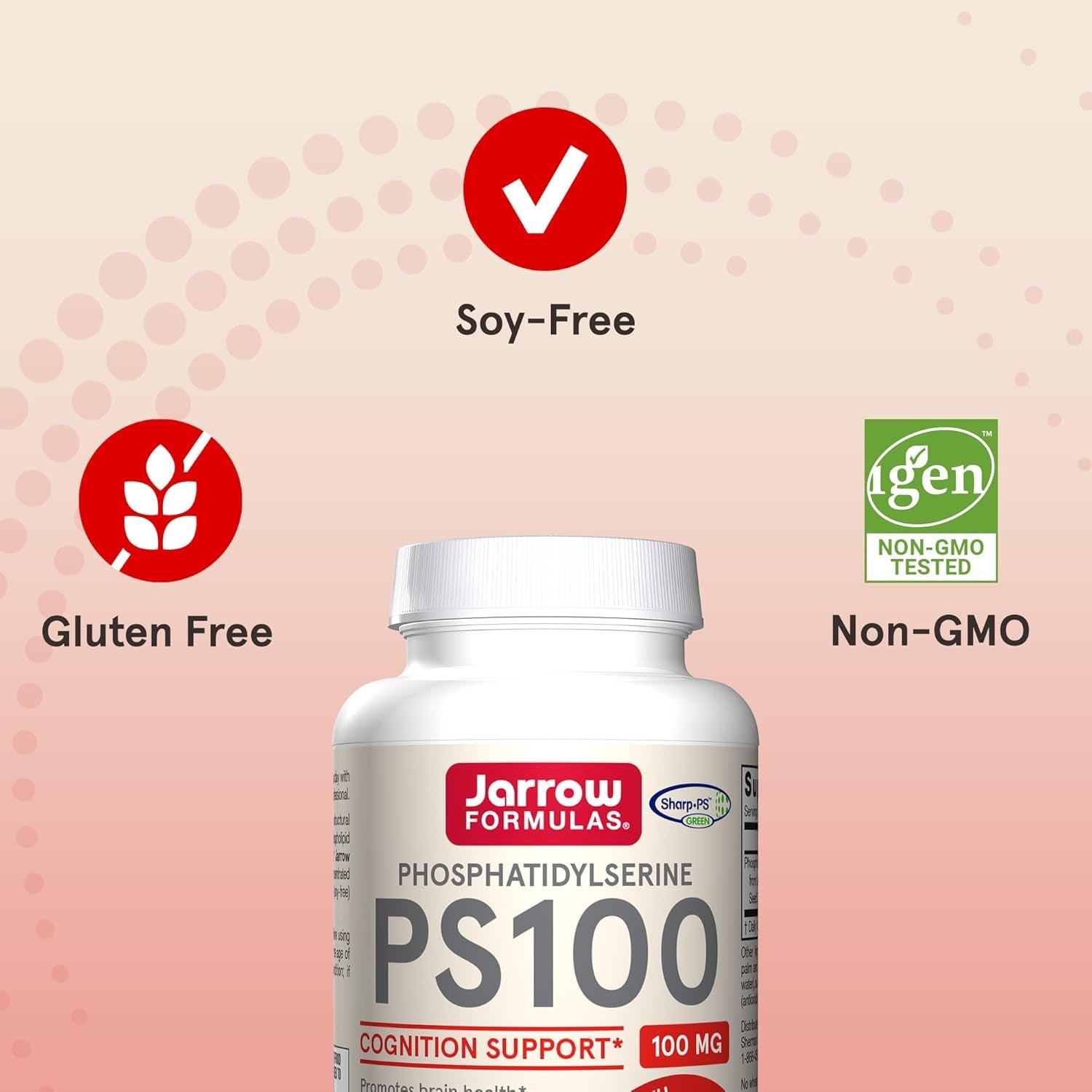 Jarrow Formulas PS100 Phosphatidylserine 100Mg, Dietary Supplement for Brain Health and Cognitive Function Support, 120 Softgels, up to a 40-120 Day Supply