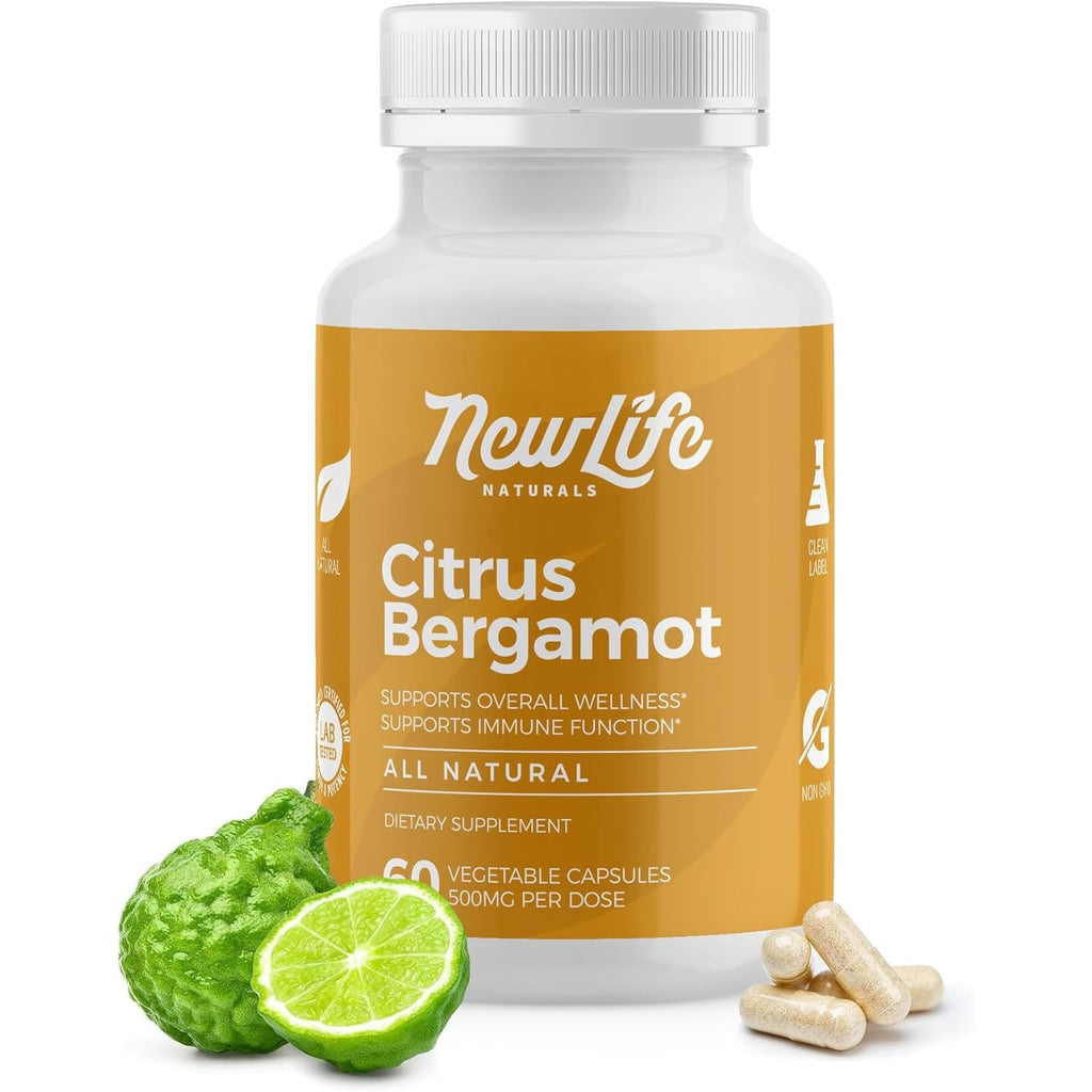 Newlife Naturals Citrus Bergamot Supplements 500 MG - Heart Health - Supplement for Wellness and Aging Support - Pure Extract Formula - 60 Veggie Capsules