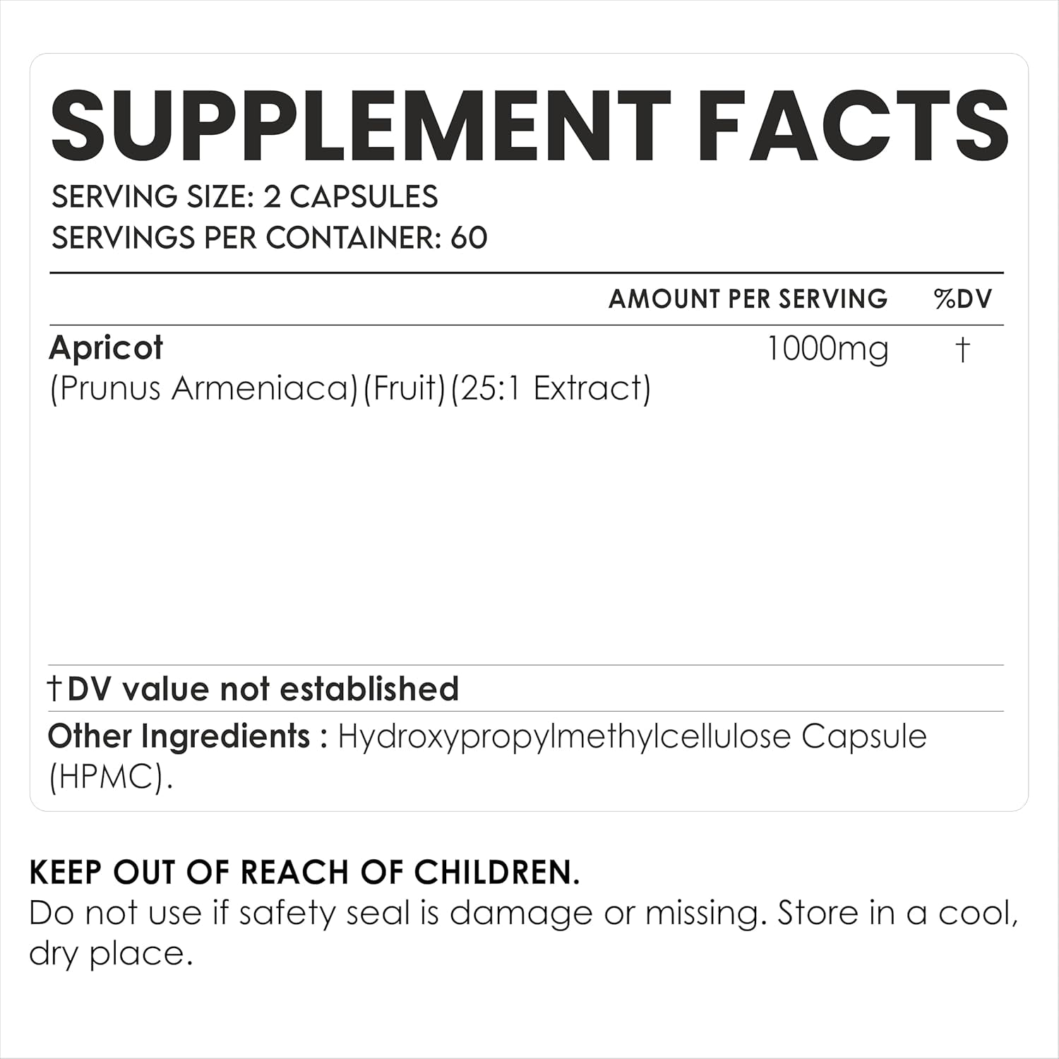 AMALTH Apricot Extract Supplement Capsules (25:1) 120 Capsules 500Mg per Capsule, 1000 Mg Servings (Pack of 1) (Herbal, Vegan, Non-Gmo and Gluten Free)