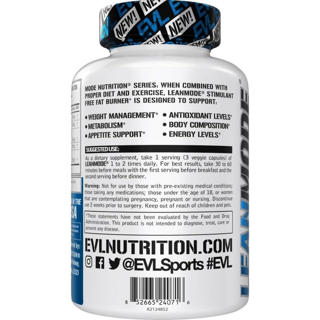 EVL Weight Loss Support Pills - Premium Multipurpose Appetite Metabolism and Fat Loss Support for Men and Women - Leanmode with Green Coffee Bean Extract CLA and Garcinia Cambogia - 50 Servings