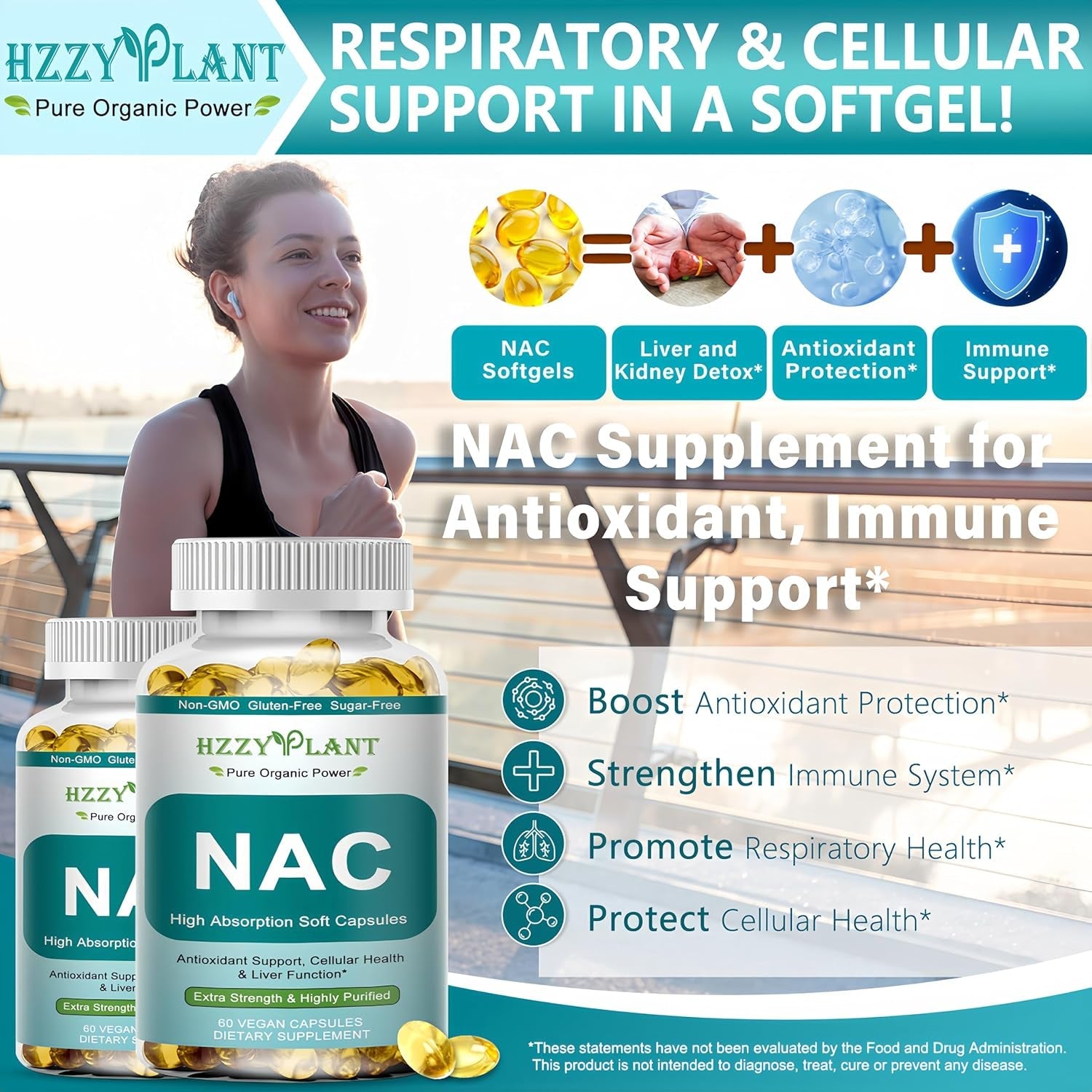 NAC Supplement - NAC Softgels for Antioxidant, Immune, Respiratory, Liver Health Support - High Absorption NAC Supplement N Acetyl Cysteine 1200Mg - Non-Gmo, Gluten-Free, Vegan - 2 Month Supply