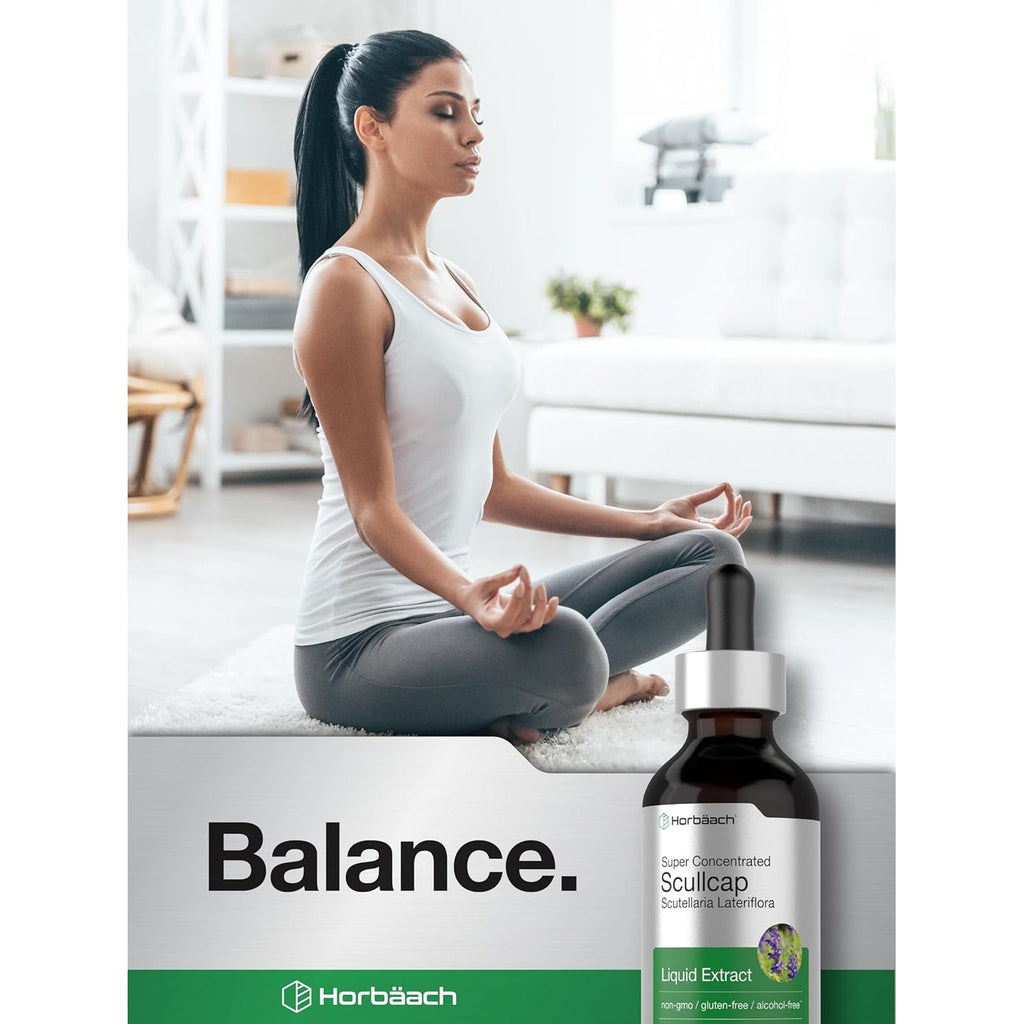 Horbaach Scullcap Herb Tincture | 2 Fl Oz | Liquid Extract Drops | Scutellaria Lateriflora | Alcohol Free, Vegetarian | Super Concentrated Supplement | Non-Gmo & Gluten Free