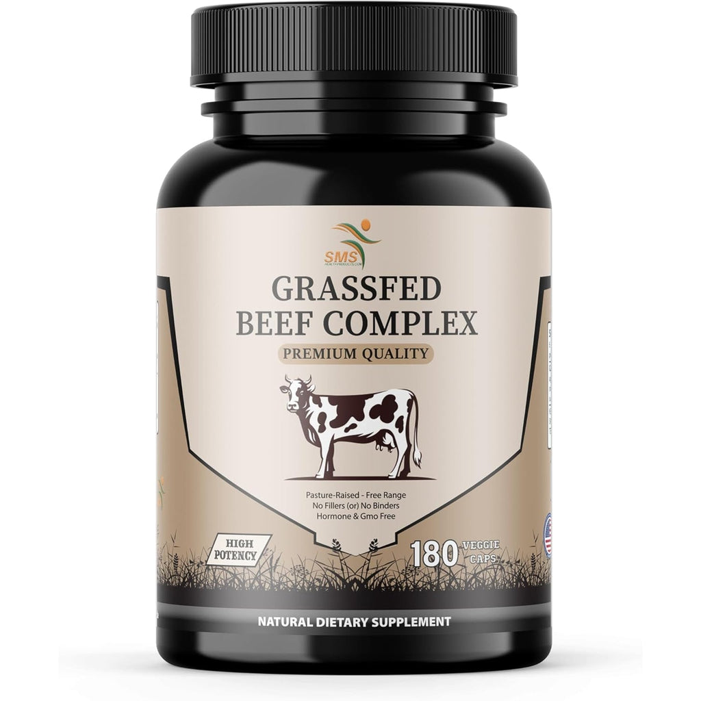 Beef Organ Supplement - Grass Fed & Pasture Raised - Total Body Wellness & Performance, Organ Complex with 3000Mg of Desiccated Beef Liver, Heart, Kidney, Pancreas, Spleen (180 Capsules)