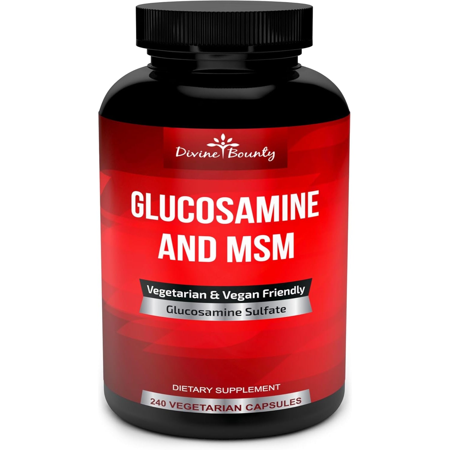 Divine Bounty Glucosamine Sulfate Supplement (2000Mg per Serving) with MSM - 240 Small Vegetarian Capsules - No Shellfish or Harmful Additives
