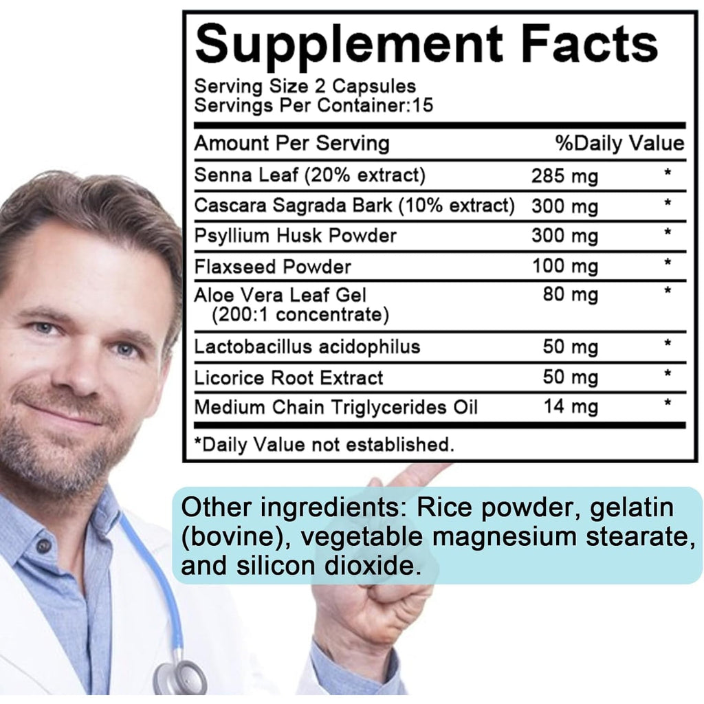 TAOTERS 15 Day Cleanse Gut Support 1 Pack, Detox Supplement with Senna, Cascara Sagrada & Psyllium Husk, for Men and Women | 30 Capsules