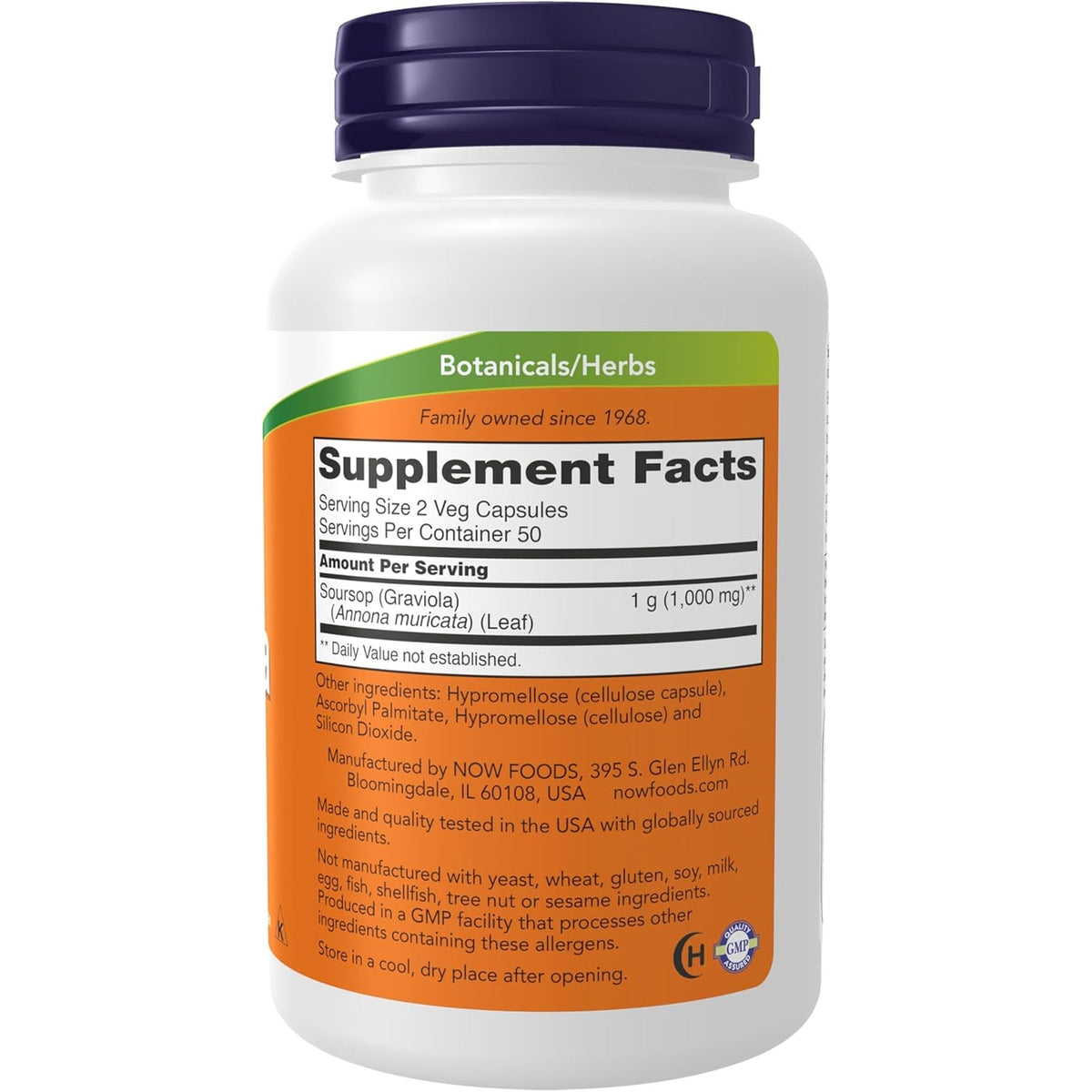 NOW Foods Supplements, Graviola (Annona Muricata) 500 Mg, Healthy Cell Function*, 100 Veg Capsules