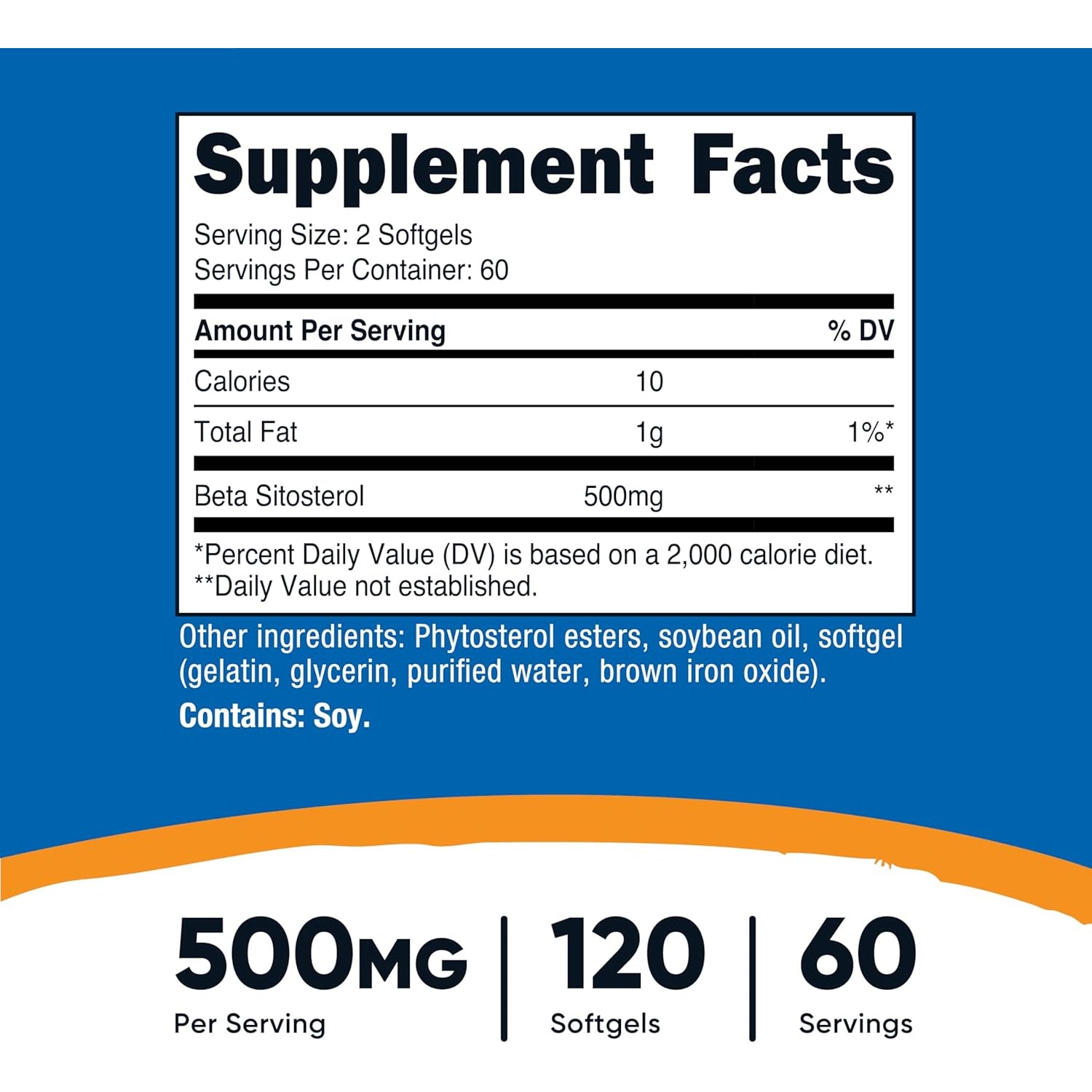 Nutricost Beta Sitosterol 120 Softgels, 500Mg - Non-Gmo, Gluten Free Supplement, 60 Servings