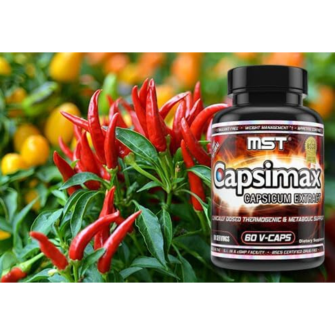 MST Capsimax Supplement 100Mg V Capsules, 60 Servings Clinically Dosed Weight Management, Thermogenic, Appetite Control, Calorie Burning, Metabolic Health, Stimulant Free. BSCG Certified