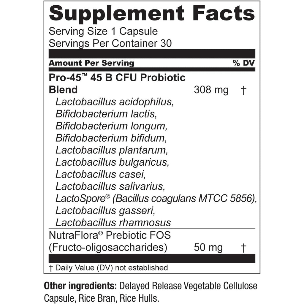 Live Conscious PRO45 Probiotics for Women & Men: Comprehensive Formula, 45 Billion CFU, 11 Strains, Dairy Free - W/Prebiotics and Probiotics - Promotes Immune & Gut Health - 30 Veggie Caps