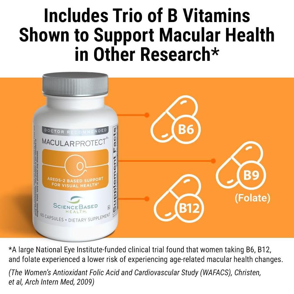 Sciencebased Health Macularprotect AREDS 2 Formula – Eye Health Vitamin & Mineral Supplement with Lutein, Zeaxanthin & B Vitamins for Macular & Vision Support – 60 Capsules