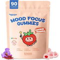 Kids Saffron Gummies: Mood Focus Support with Magnesium Glycinate, L-Theanine for Calm & Sleep, PS, Lion'S Mane, Choline Brain Support for School Concentration & Attention, Sugar Free, 90 Ct