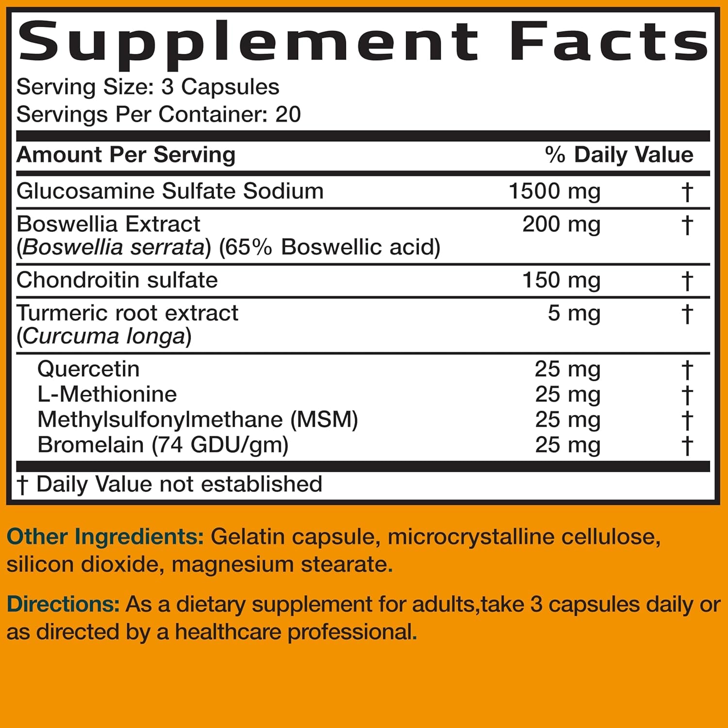 Bronson Glucosamine Chondroitin Turmeric & MSM Advanced Joint & Cartilage Formula, Supports Healthy Joints, Mobility & Cartilage - Non-Gmo, 60 Capsules