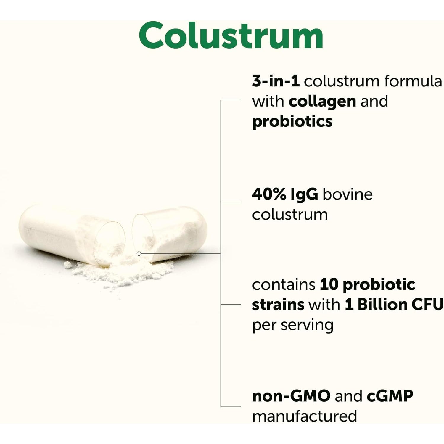 Micro Ingredients Bovine Colostrum 1,000 Mg per Serving, 240 Capsules | 40% Igg with Collagen & Probiotics | Colostrum Supplement with 10 Probiotic Strains | Non-Gmo, Gluten Free