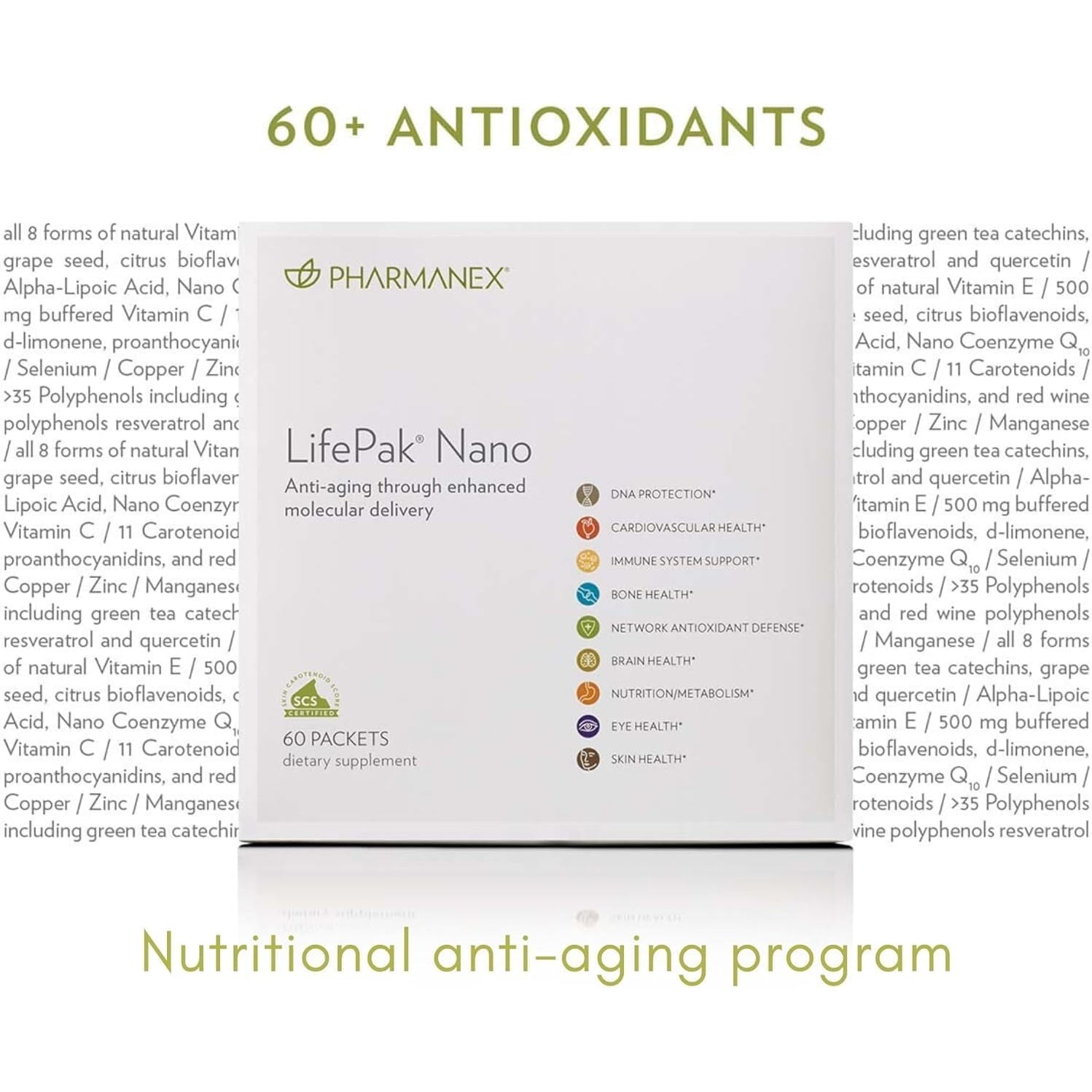 Nu Skin Pharmanex Lifepak Nano | Daily Supplement with Essential Nutrients | Boosts Overall Health, Immunity, and Vitality | Convenient & On-The-Go Nutrient Packets for Active Lifestyles | 60 Packets