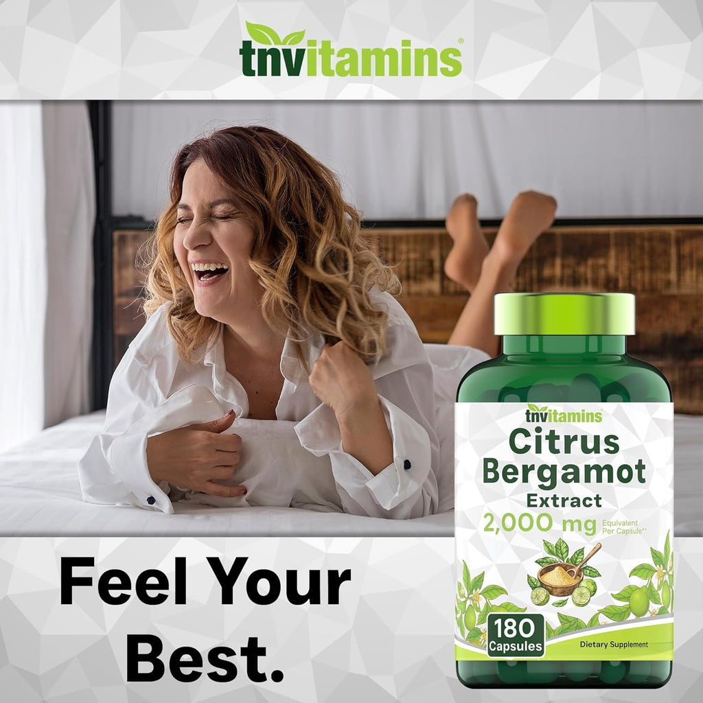 Tnvitamins Citrus Bergamot 2000Mg - 180 Capsules | Ultra Potent Citrus Bergamot Supplement 2000 Mg per 1 Capsule Serving | 6 Month Supply! | Non-Gmo | Made in the USA!