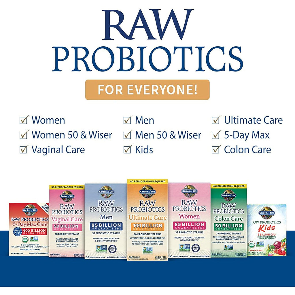 Garden of Life Raw Probiotics Men 50 & Wiser - 85 Billion Live Cultures - Supports Immune, Colon & Gut Health - 90 Vegetarian Capsules