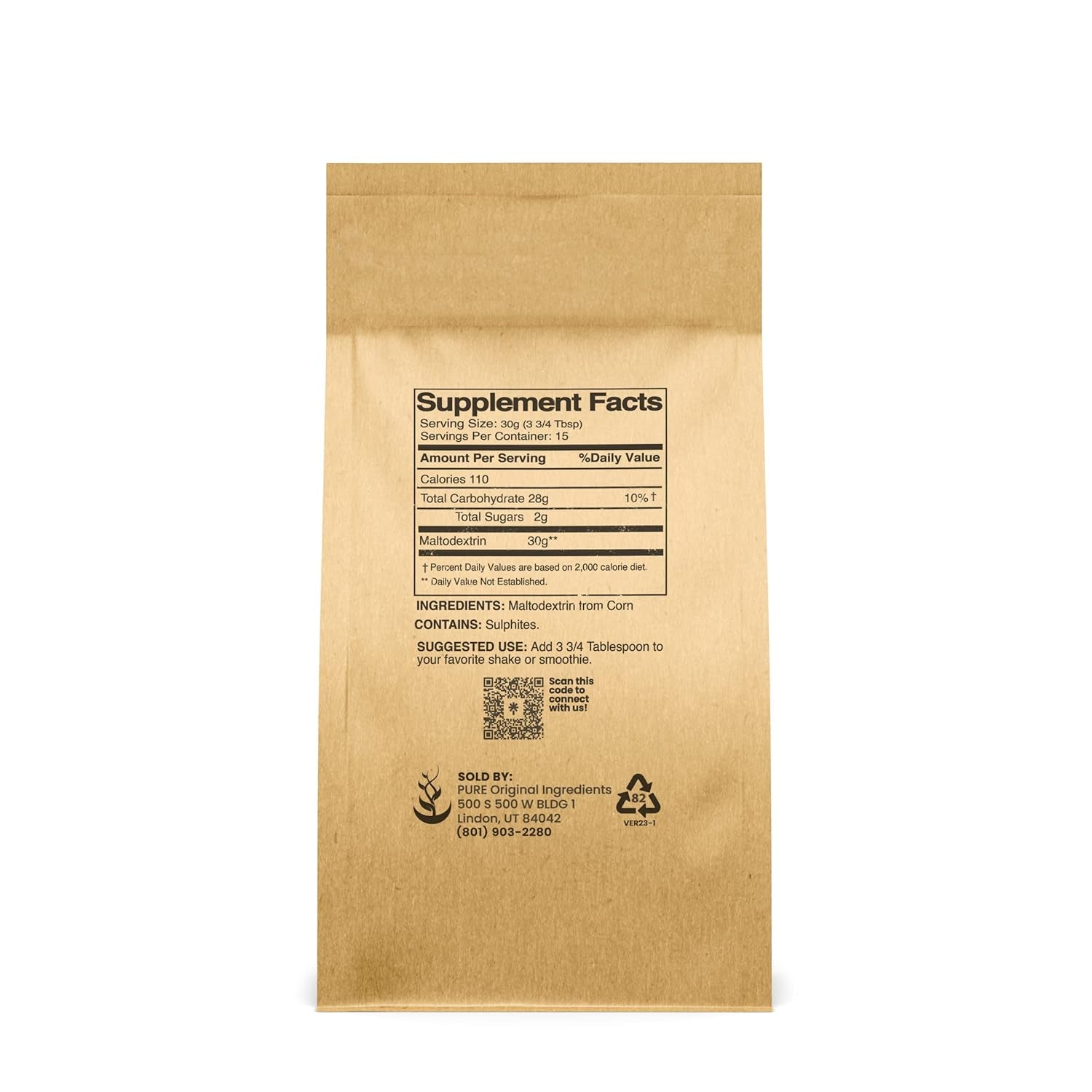 Pure Original Ingredients Maltodextrin (1 Lb) Binder & Thickener, Unflavored, No Additives