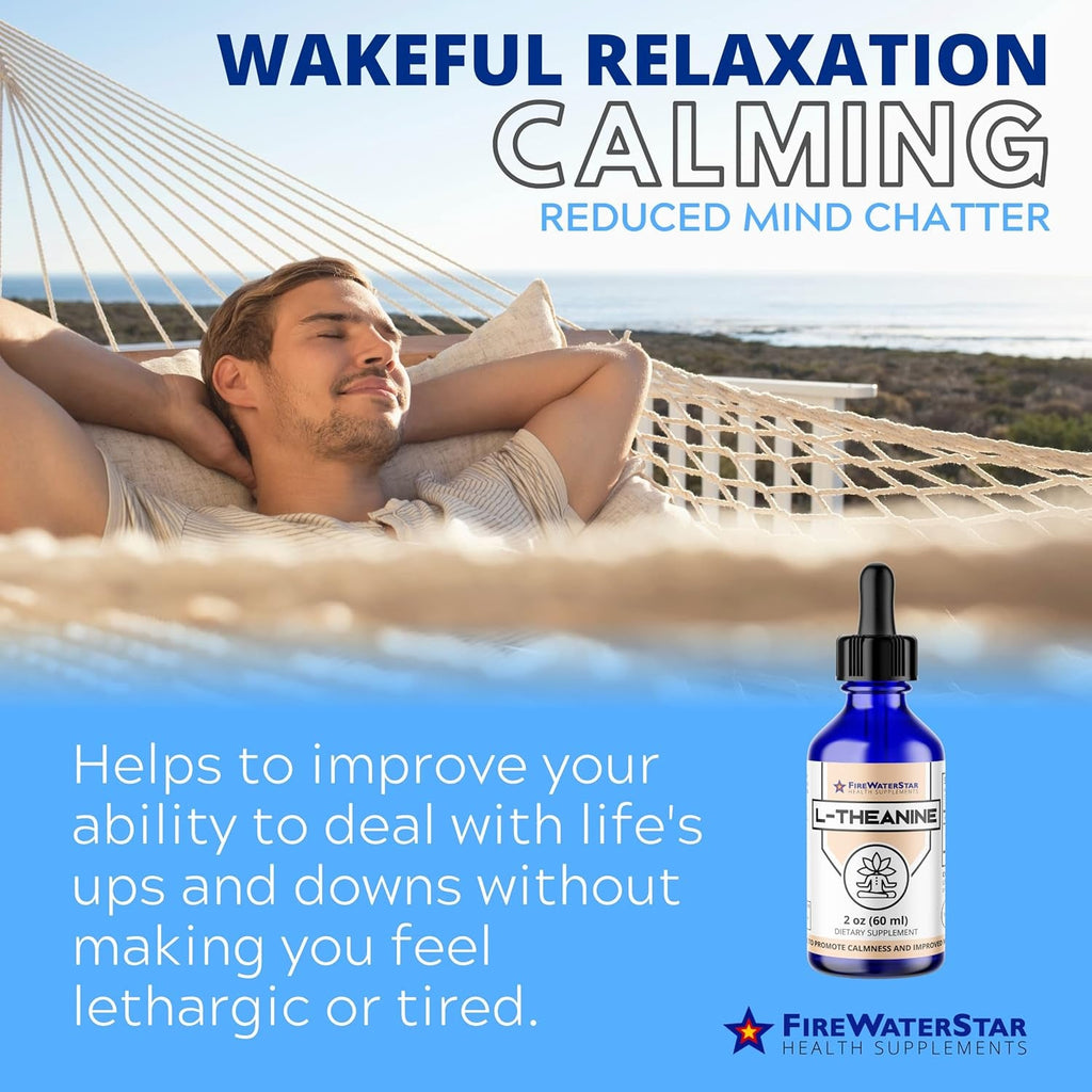 FWS L Theanine Liquid Drops, 200Mg 99% Pure Bioactive L-Theanine, Organic, Natural, Vegan, Non GMO Helps to Promote Calmness, Relaxation, Improved Mood, Restful Sleep, for Adults and Kids