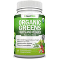 Organic Super Greens Capsules - Fruit and Vegetable Supplements - 120 Count - 28 USDA Organic & Vegan Premium Ingredients - Superfood Blend for Immune Health, Digestion & Energy - Whole Food Vitamins