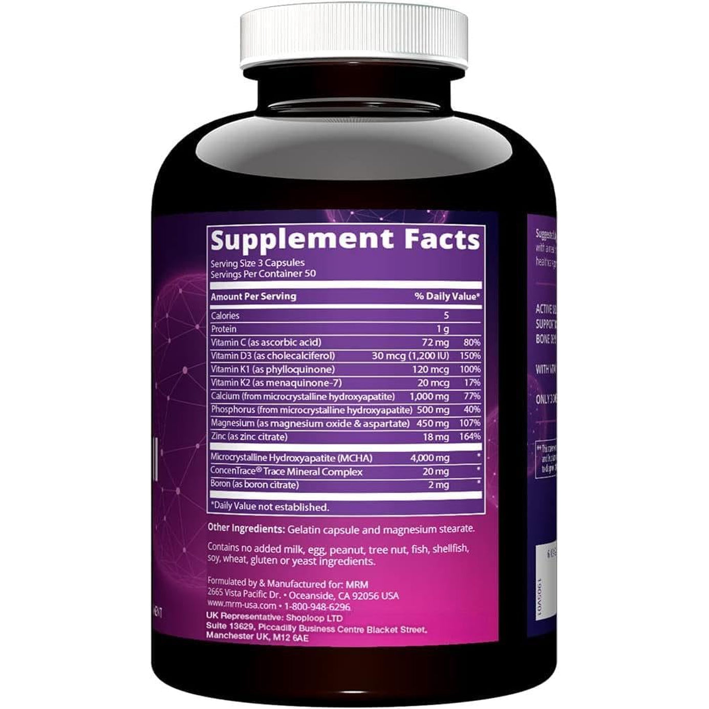 MRM Nutrition Bone Maximizer III - Supplement for Women & Men- New Zealand MCHA Calcium with Vitamin D3 and Vitamin K2 MK-7, High Potency Bone Health Formula with Magnesium and Zinc - 50 Servings